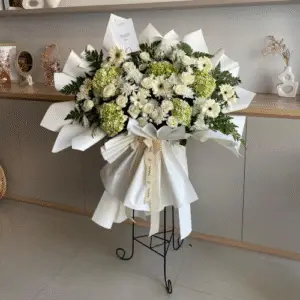 Standing Fresh Flowers White Themed